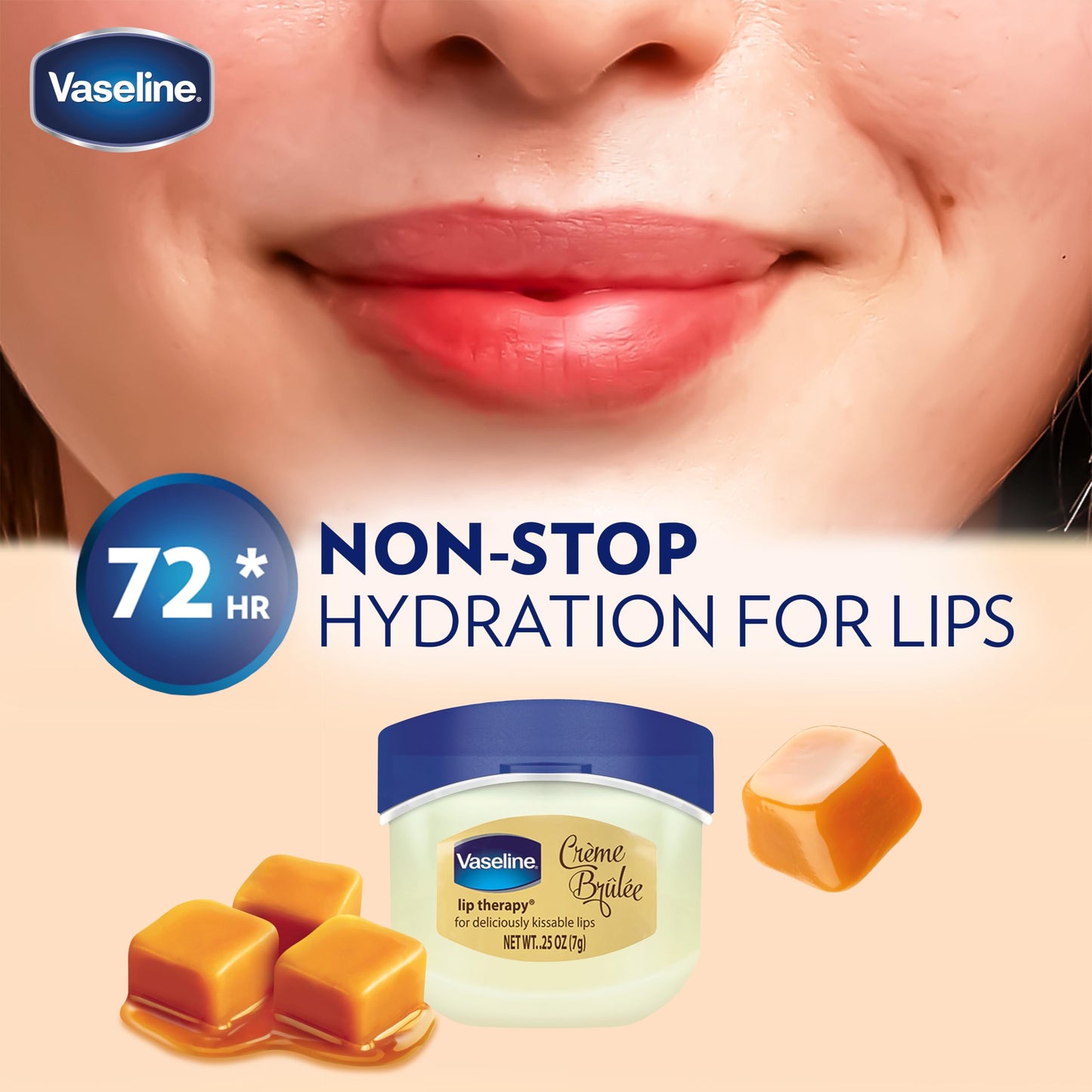 Vaseline Lip Therapy Creme Brulee 0.25 Ounce Jar (8 Pack) Disply