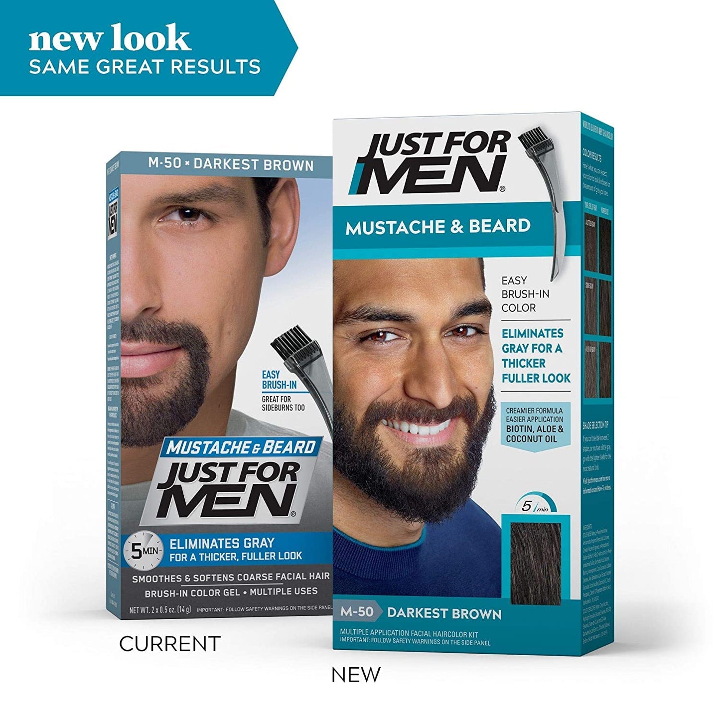 JUST FOR MEN Color Gel Mustache & Beard, M-50 Darkest Brown 1 ea (Pack of 5)