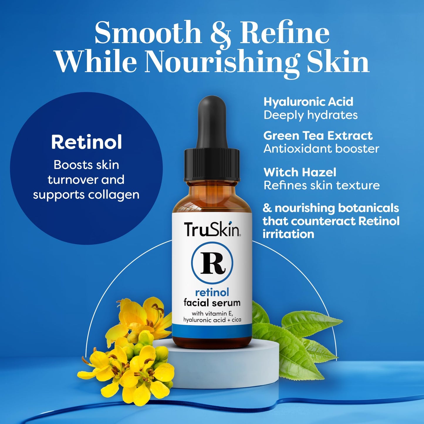 TruSkin Retinol Serum for Face - Gentle Anti-Aging Serum with Retinol, Hyaluronic Acid, Cica & Vitamin E for a More Youthful Feel - Skin Care Made