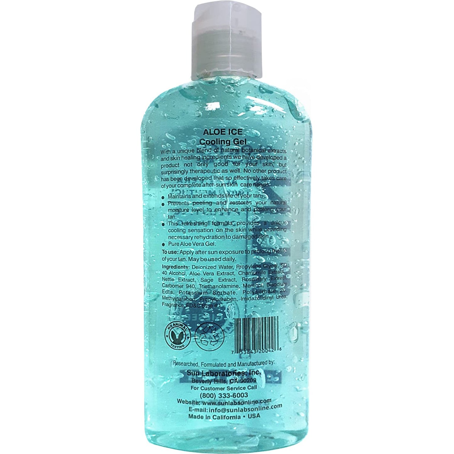 Sun Laboratories by Giesee Aloe Vera Ice Gel - Pure Organic Aloe Vera Gel, After Sun Lotion with Aloe for Sunburn Relief, Natural Aloe Vera Gel
