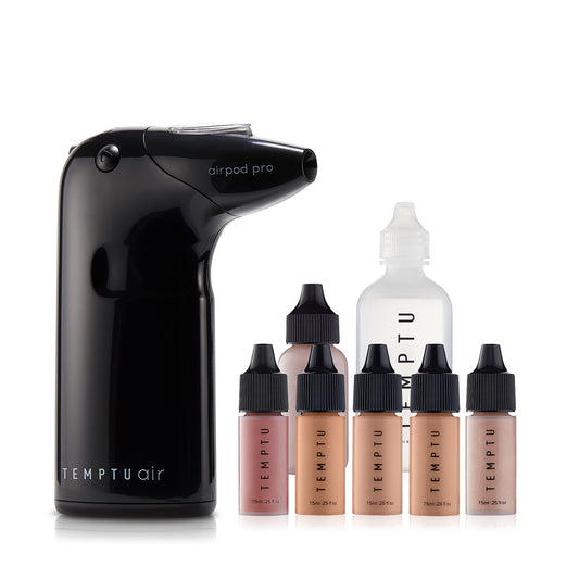 TEMPTU Air Intro Airbrush Makeup Kit in Light to Medium: 9-Piece Set Includes Cordless Device, Refillable Makeup Cartridge, 3 Perfect Canvas