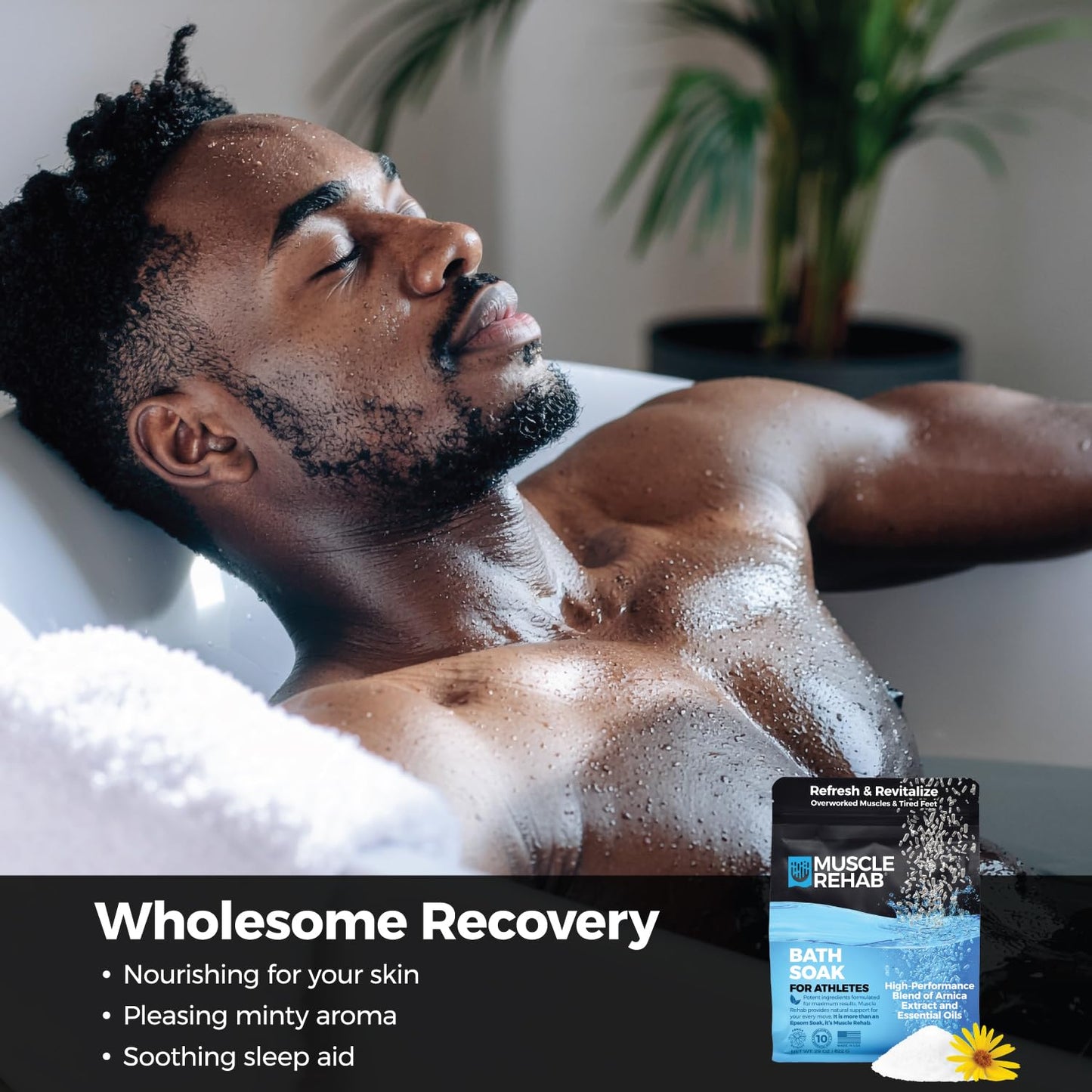 Muscle Rehab Epsom Salt Bath Soak 5 Travel Packets with Arnica and Magnesium for Muscle Pain Relief : Portable Foot Soak for Athletes and Active Beauty and Personal Care Muscle Rehab