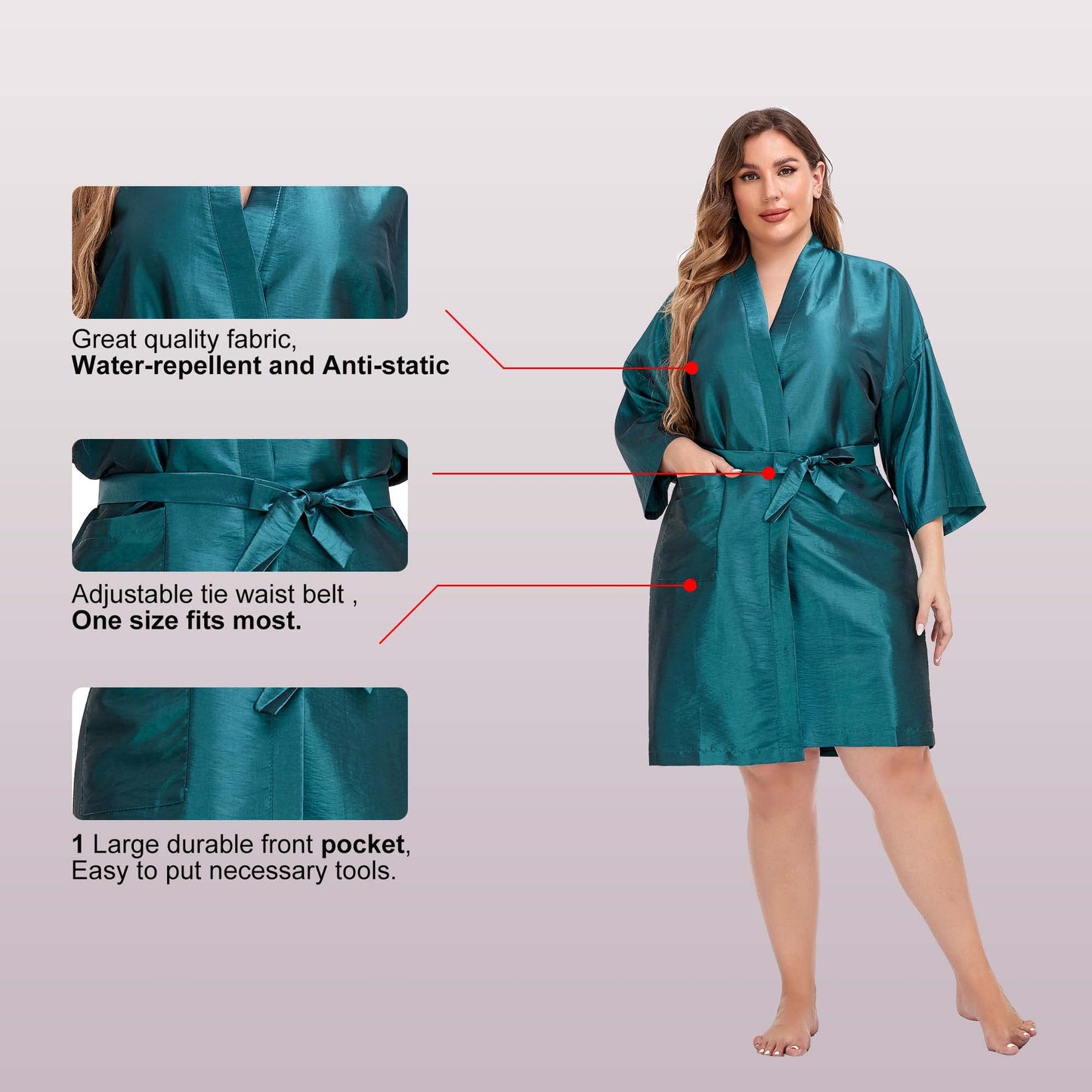 PERFEHAIR Salon Client Gown Robes Cape, Hair Salon Smock for Clients- Kimono Style-(Blue)