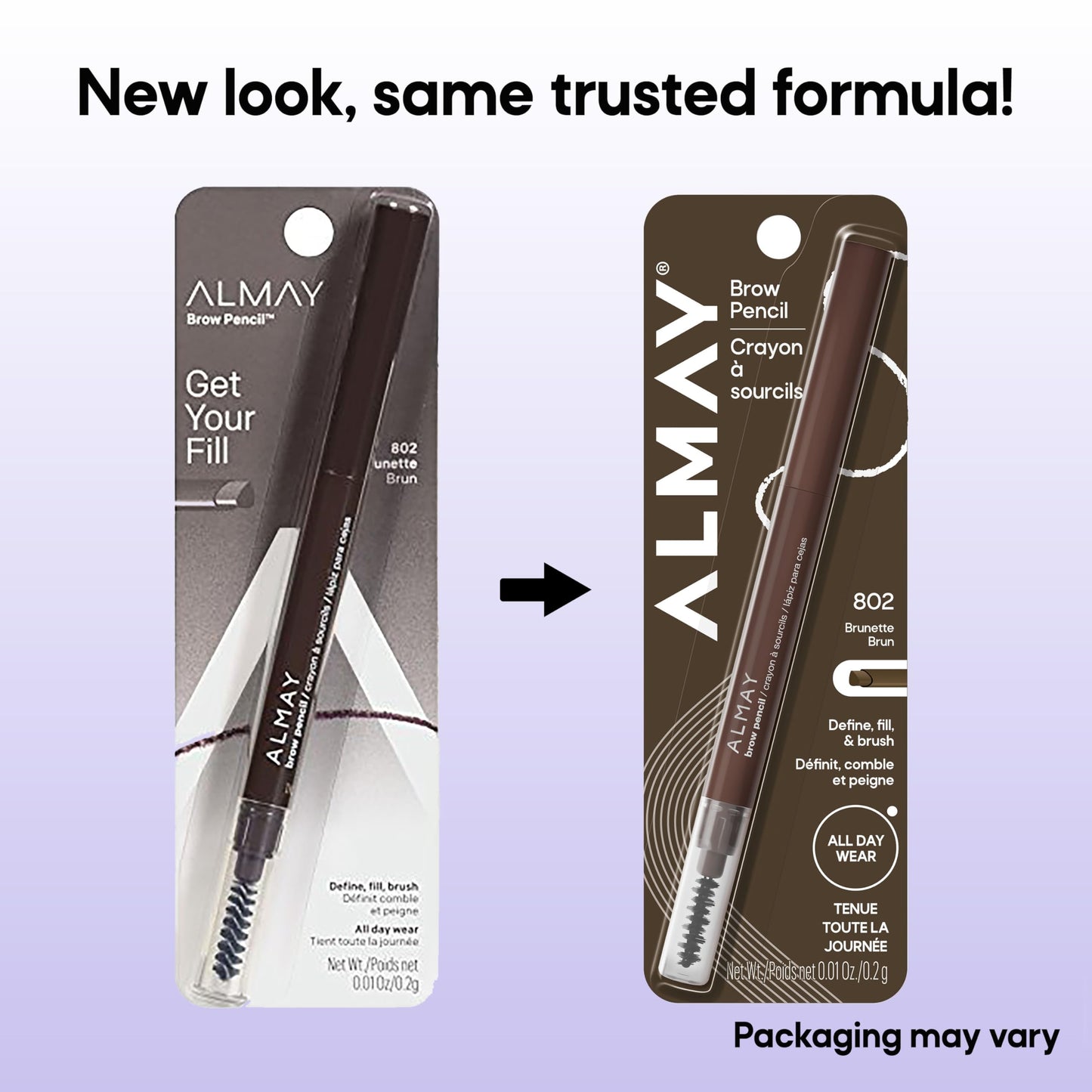 Almay Eyebrow Pencil with Spoolie Brush, Easy to Achieve Brows, Hypoallergenic, 802 Brunette