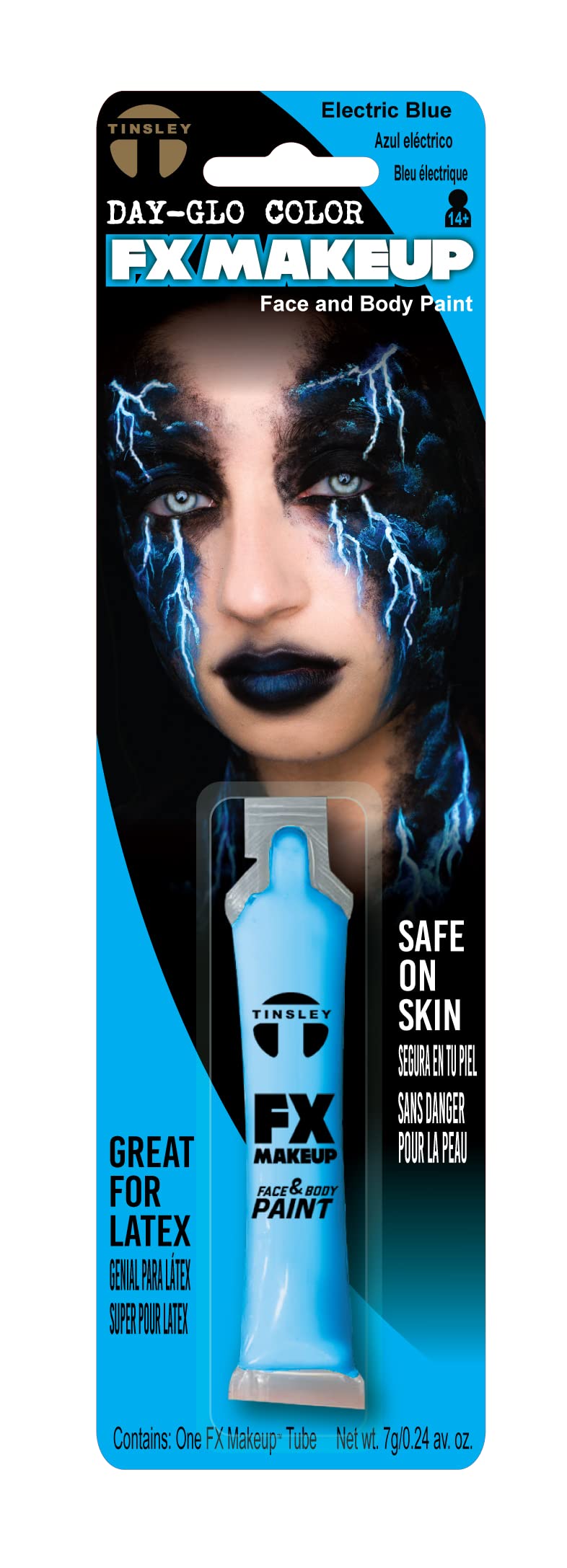 Tinsley Transfers FX Makeup - Face and Body Paint - Water-Based Cream - 7g / 0.24 oz Tube (DayGlo Electric Blue)