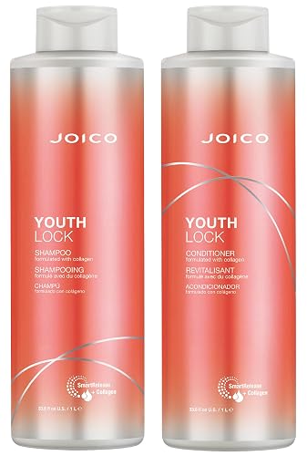 YouthLock Shampoo & Conditioner Set Formulated with Collagen | Youthful Body & Bounce | Reduce Breakage & Frizz | Free of SLS/SLES Sulfates | 33.8 Fl