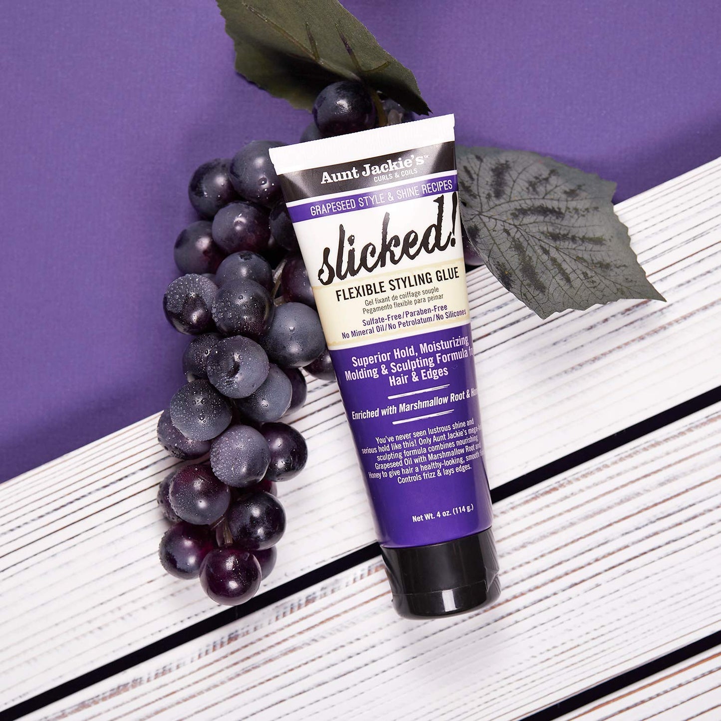 Aunt Jackie's Grapeseed Style and Shine Recipes Slicked Flexible Hair Styling Glue, Superior Hold, 4 Ounce Beauty and Personal Care Aunt Jackie's