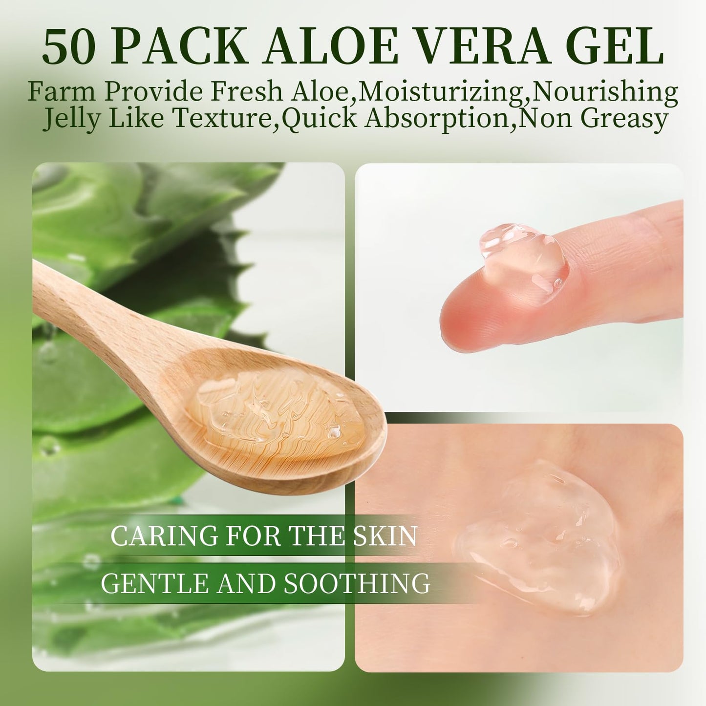 KONEUK 50 Pack Aloe Vera Gel for Face, Hair, Body, Skin, Hydrating & Moisturizing, 99% Pure Aloe Vera Gel for All Skin Types, Bulk Aloe Gel Travel Beauty and Personal Care KONEUK