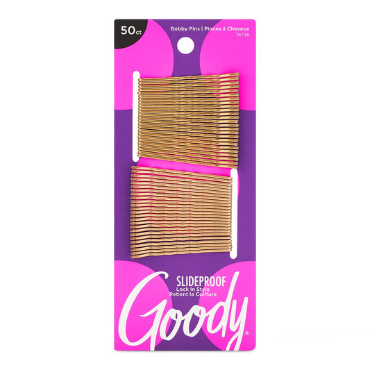 Goody SlideProof Bobby Pins - 50 Ct, Metallic Blonde, High Gloss Bobby Hair Pins for Styling, Lock In Style, Comfortable, Pain-Free Hair Accessories Beauty and Personal Care GOODY Default Title