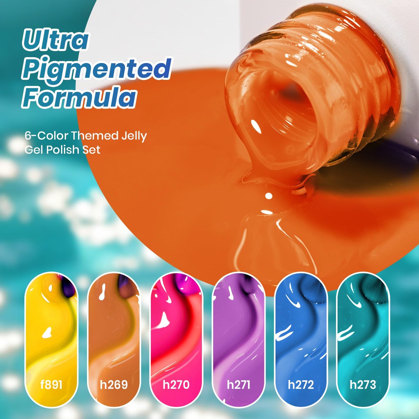 Beetles Jelly Gel Nail Polish Set - Luminous Cocktail 6 Colors Summer Jelly Neon Gel Polish Kit Yellow Orange Purple Blue Green Red Translucent Sheer Beauty and Personal Care beetles Gel Polish