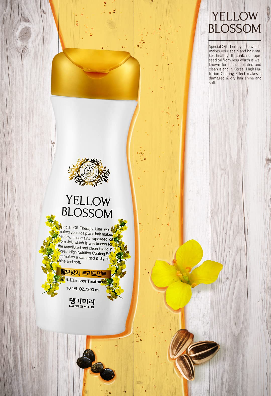Daeng Gi Meo Ri Yellow Blossom Care Shampoo, Treatment, Mask 3 Pieces Set - Reducing Hair Loss, Hair Shine, Scalp Nourishing and Moisturizing