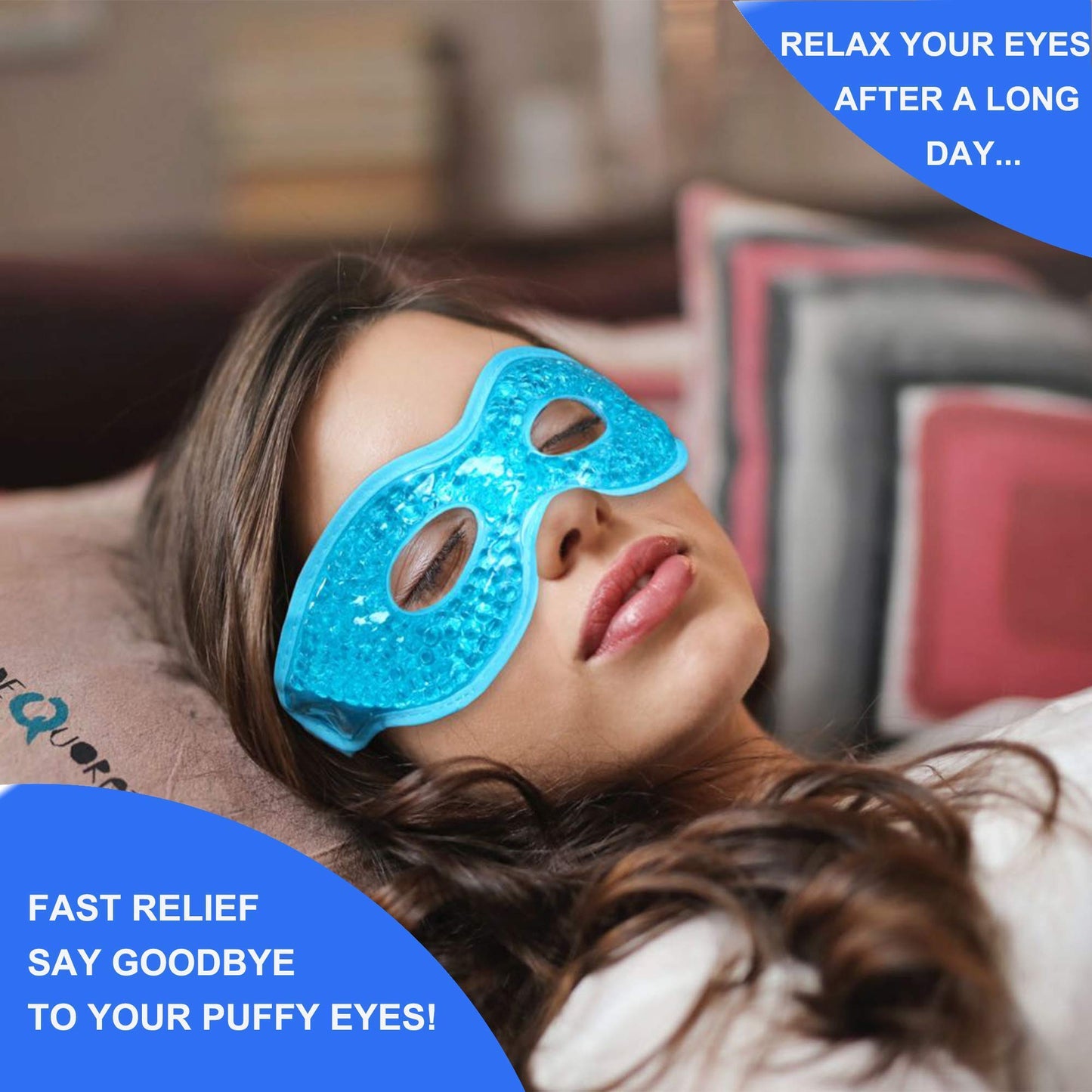 2PCS Gel Eye Mask Reusable Cold Therapy Gel Bead Eye Mask for Puffiness/Dark Circles/Eye Bags/Dry Eyes/Headaches/Migraines/Stress Relief (Blue) Beauty and Personal Care CONSGIJI