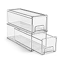 Sorbus Small Wide Clear Storage Drawers (2 Pack) - Stackable Storage Drawers for Pantry, Fridge, or Cabinet - Slide Out Clear Bins with Handles…
