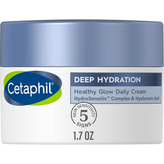 Cetaphil Deep Hydration Fragrance Free Healthy Glow Daily Face Cream, 1.7 oz, 48Hr Dry Skin Face Moisturizer for Sensitive Skin, With Hyaluronic Acid