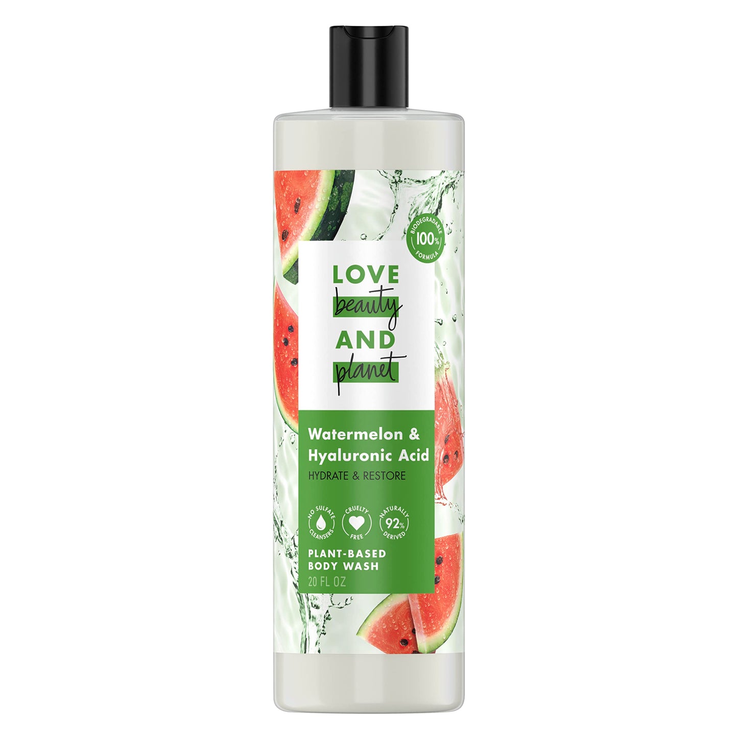 Love Beauty and Planet Plant-Based Body Wash Hydrate and Restore Skin Watermelon and Hyaluronic Acid Made with Plant-Based Cleansers and Skin Care