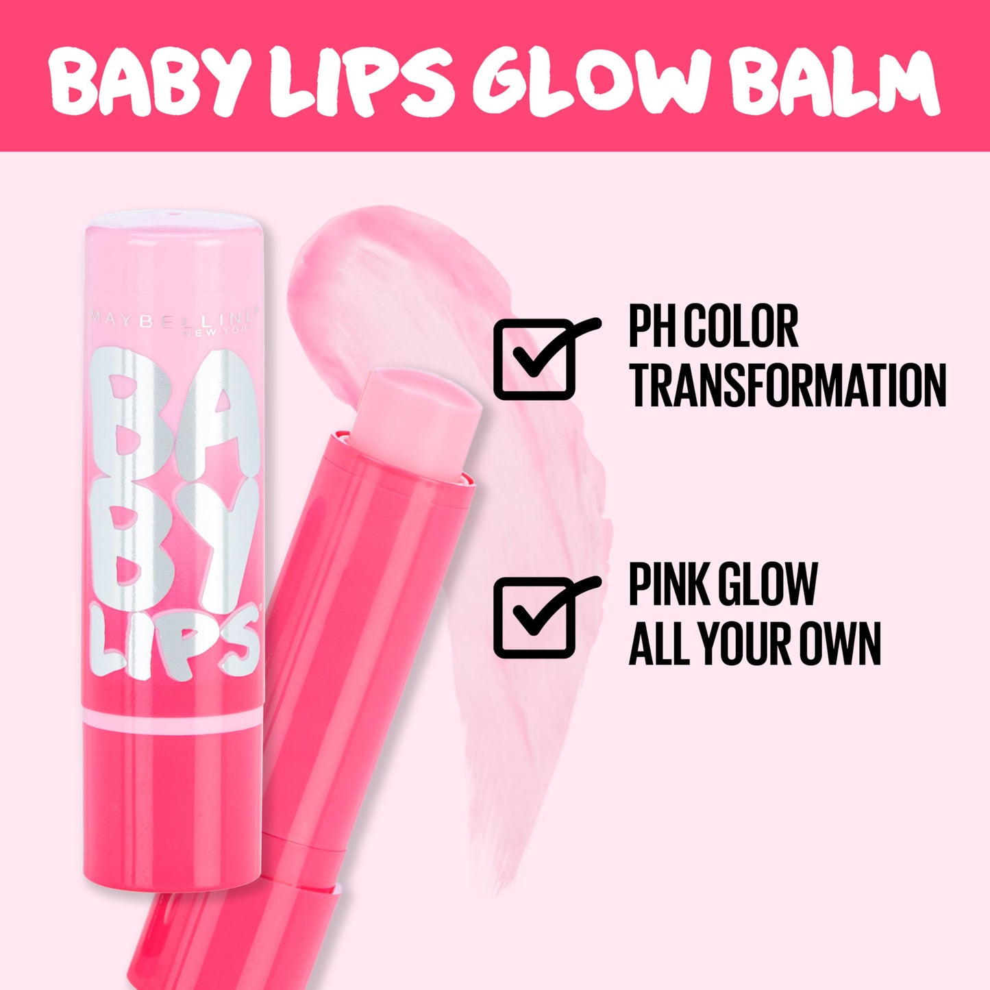 Maybelline New York Baby Lips Glow Lip Balm, My Pink, 2 Count