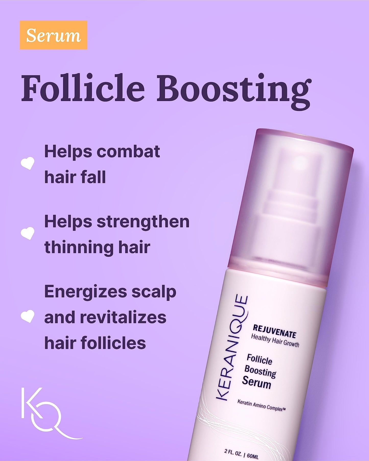 Keranique Hair Products Set for Thinning Hair - Volumizing Shampoo, Conditioner, Follicle Booster Serum, Spray for Fine Texture Boost, and Keratin