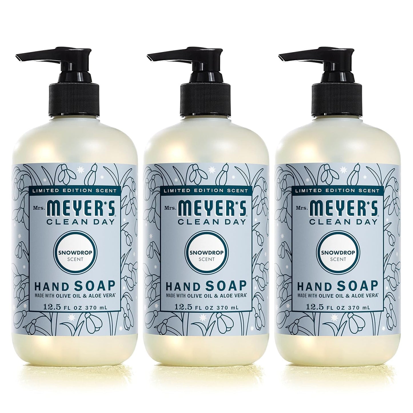 MRS. MEYER'S CLEAN DAY Hand Soap, Made with Essential Oils, Snowdrop, 12.5 fl. Oz (Pack of 3) Beauty and Personal Care Mrs. MEYER'S Default Title