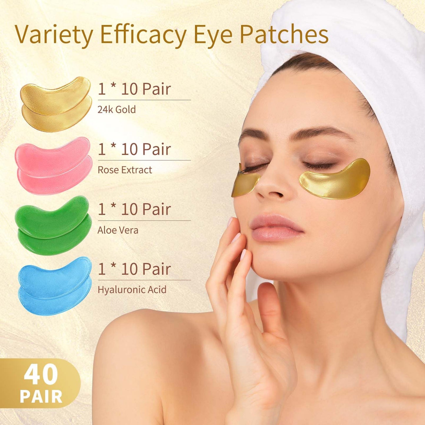 Under Eye Patches, 40 Pairs Eye Mask for Dark Circles, Puffy Eyes, Undereye Bags,Wrinkles,Eye Mask Patches with 24K Gold, Hyaluronic Acid,Rose & Aloe Beauty and Personal Care USTELIR BLOOM