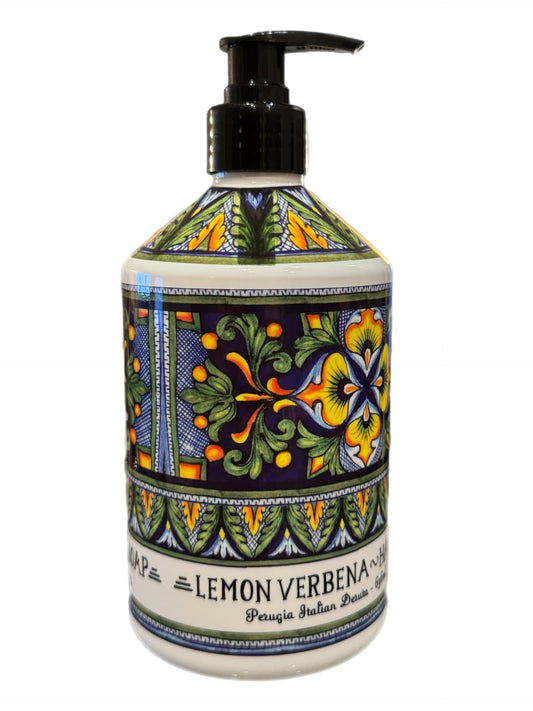 Deruta Perugia Italian Lemon Verbena Hand Soap - Perfect Kitchen Decor Soap - Organic Liquid Hand Soap with Italian Soap Dispenser - Bathroom or Beauty & Personal Care Deruta