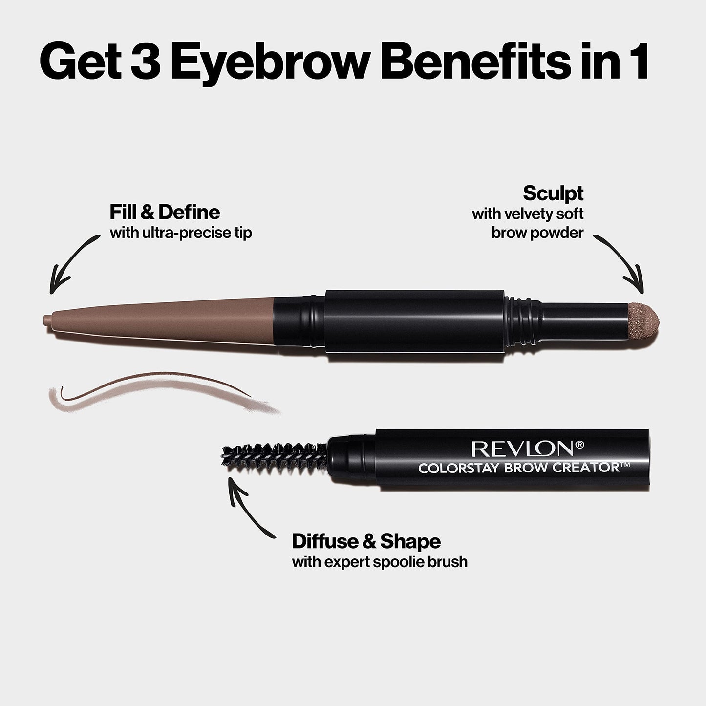 Revlon Eyebrow Pencil & Powder, ColorStay Brow Creator 2-in-1 Eye Makeup with Spoolie, Longwearing with Precision Tip, 635 Medium Brown, 0.23 Oz