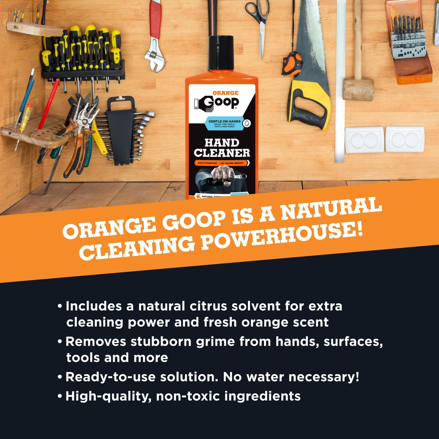 GOOP Orange Liquid Multi-Purpose Waterless Hand Cleaner - 16 oz Flip-Top Bottle