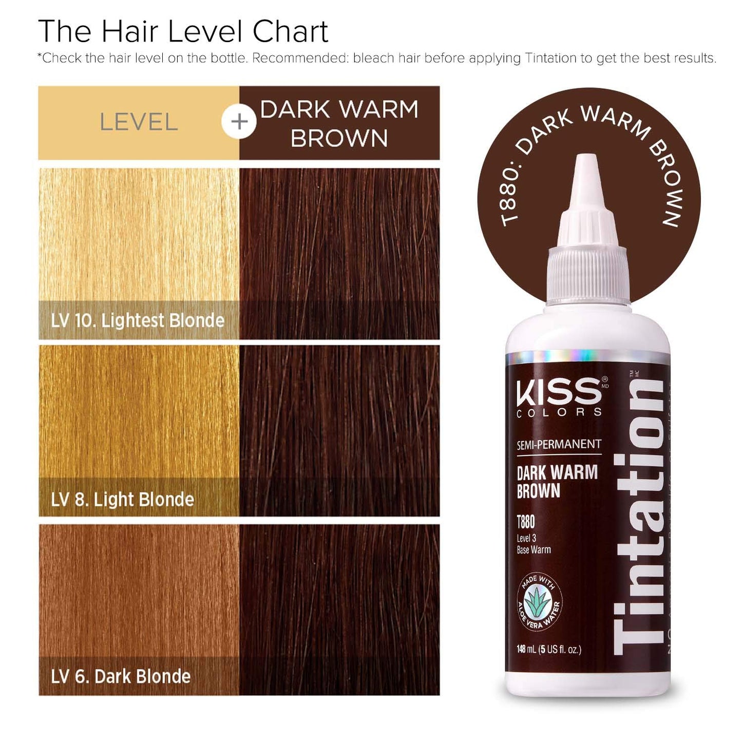 Red by Kiss Tintation Semi-Permanent Hair Color, Aloe Vera Water Based, Argan Oil, Olive Oil, Collagen & Keratin, Long-Lasting Color Dye (Dark Warm