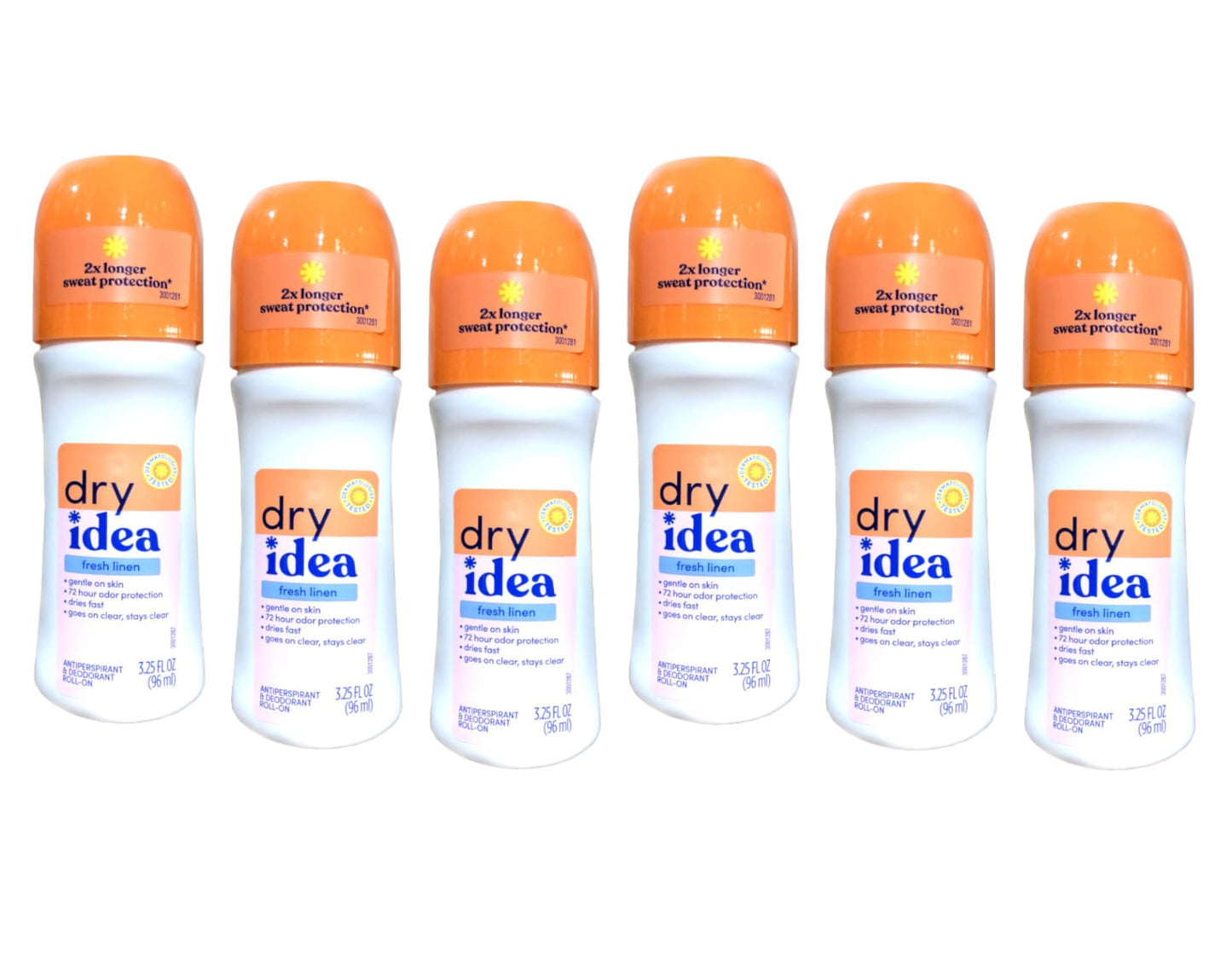 Dry Idea Fresh Linen Roll-On Antiperspirant Deodorant Fresh Linen 3.25 Ounce (Pack of 6)