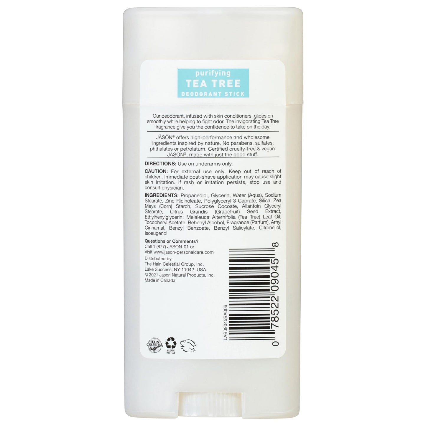 Jason Aluminum Free Deodorant Stick, Purifying Tea Tree, 2.5 Oz (Pack of 1) Beauty and Personal Care JASON