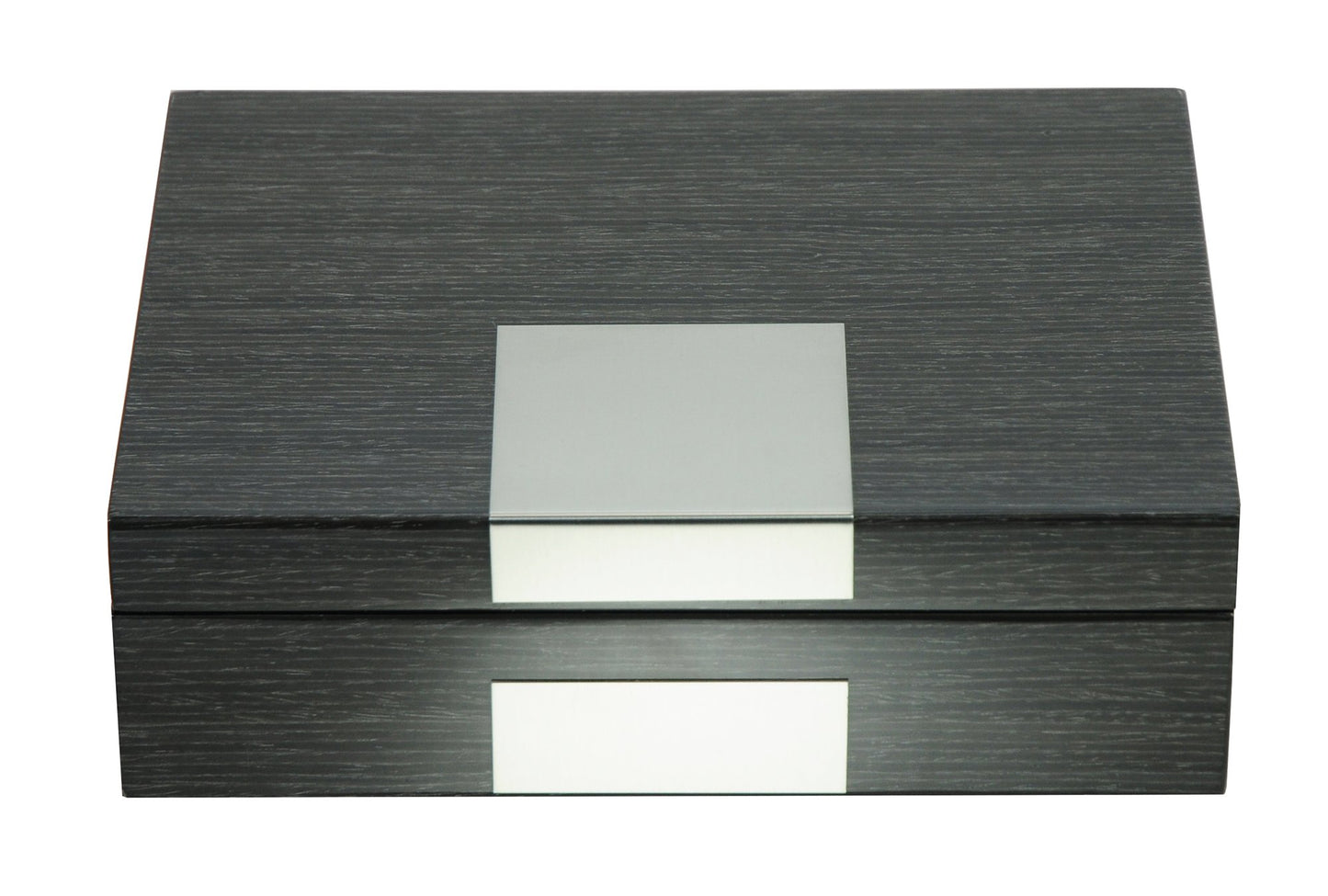 Grey Ginko Lacquered Wood Watch Cufflink Case & Ring Storage Organizer Men's Jewelry Box Father's Day