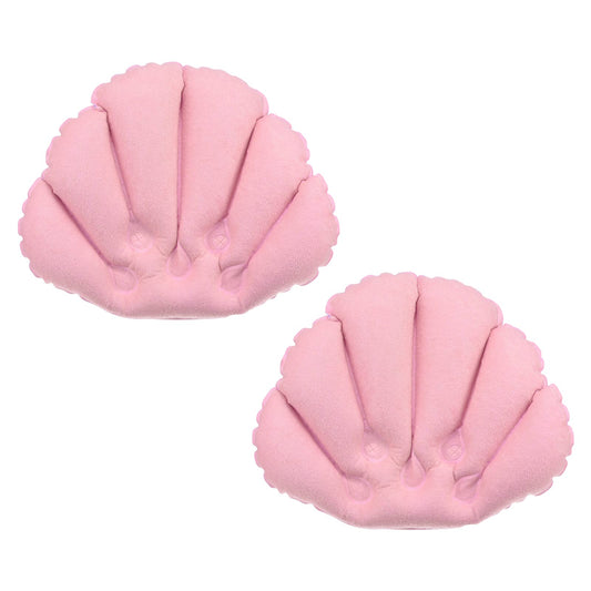 PATIKIL Inflatable Bath Pillow with Suction Cups, 2 Pack Terry Cloth Covered Shell Shape Bathtub Spa Pillow Neck Support for Bathtub Hot Tub, Pink Beauty and Personal Care PATIKIL