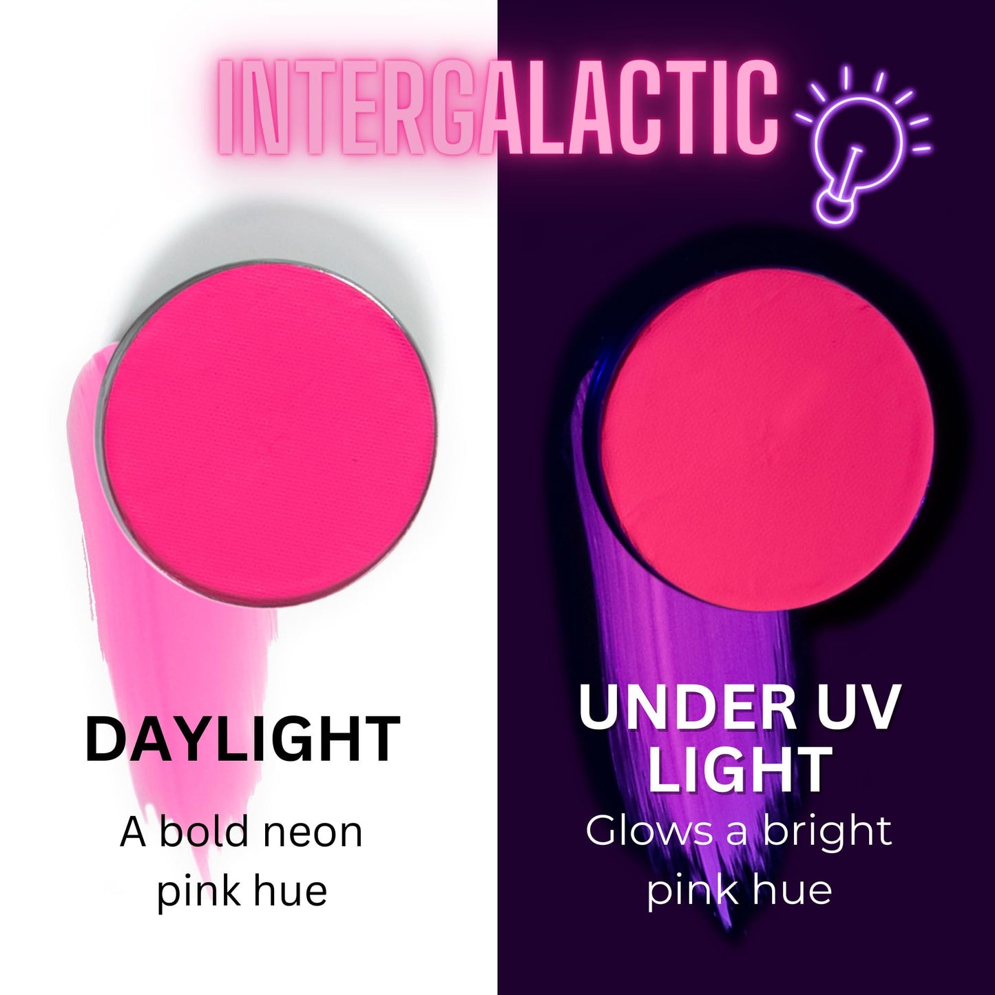 Mehron Paradise FX UV Neon Glow - Intergalactic - Neon Pink/Coral UV 0.25 oz | Pro Water-Activated Shimmer Paint for Raves, Costumes, SFX, Halloween