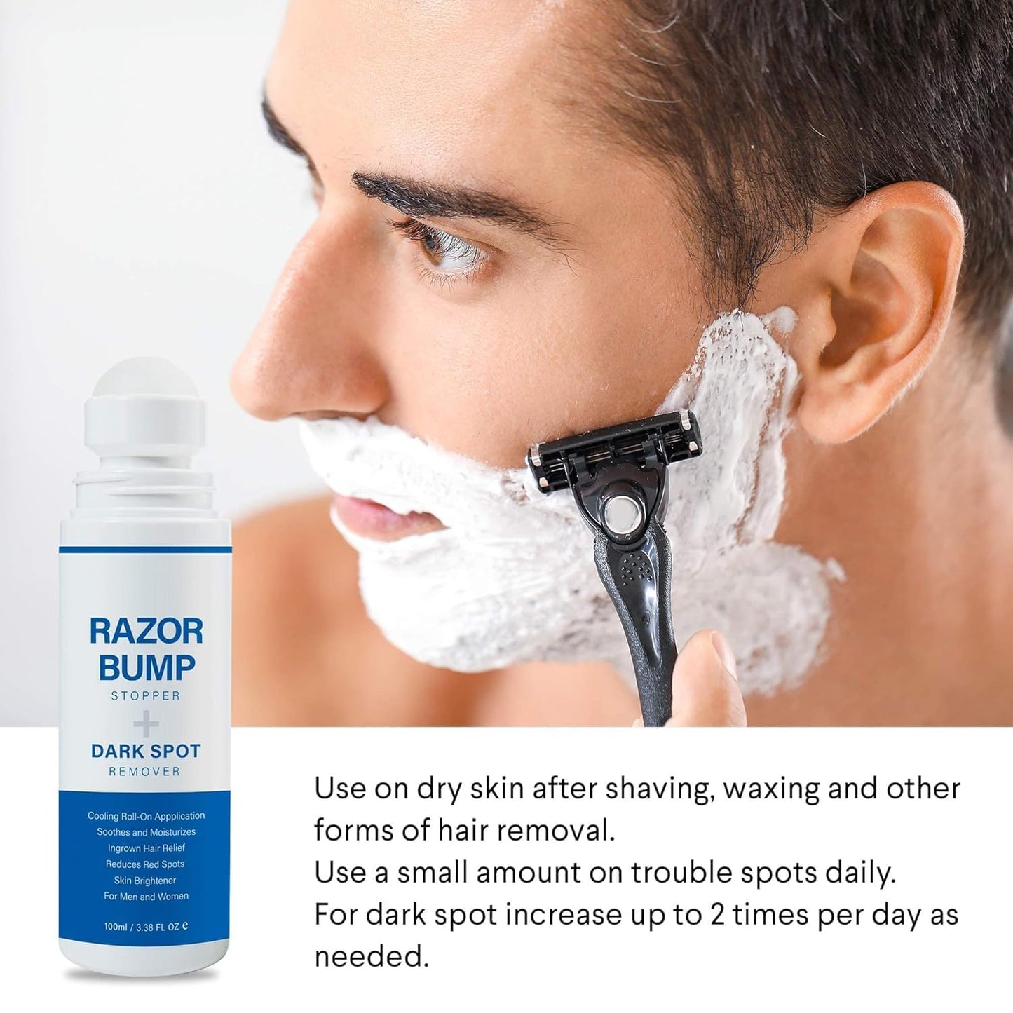 Razor Bump Stopper with Ingrown Hair Treatment: Razor Bumps Treatment for Men and Women, After Shave Solution for Ingrown Hairs and Razor Burns, Roll Beauty and Personal Care Sielkin