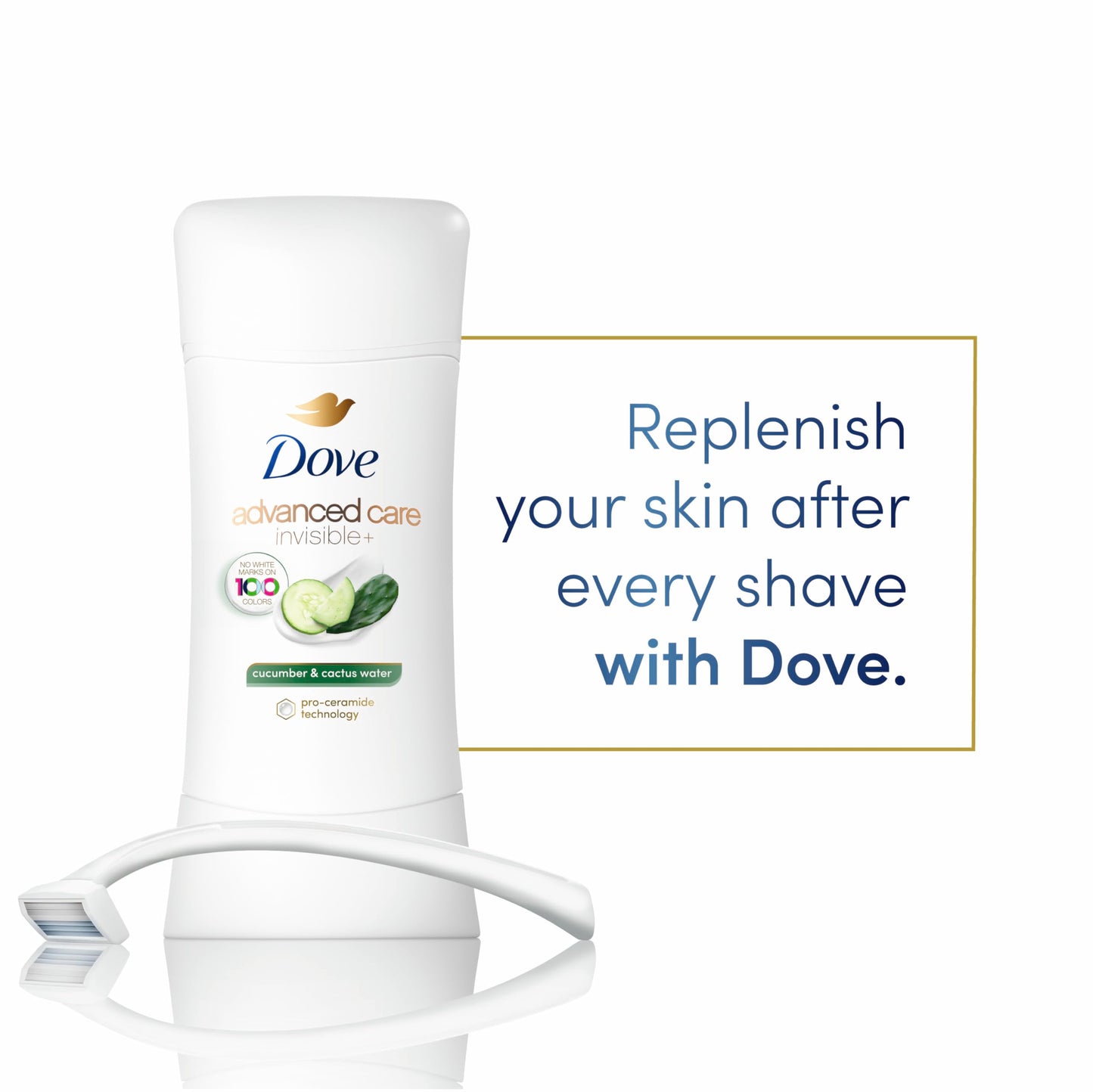 Dove Advanced Care Antiperspirant Deo Stick Cucumber & Cactus Water Invisible to help skin repair with ProCeramide technology that boosts ceramide Beauty and Personal Care Dove