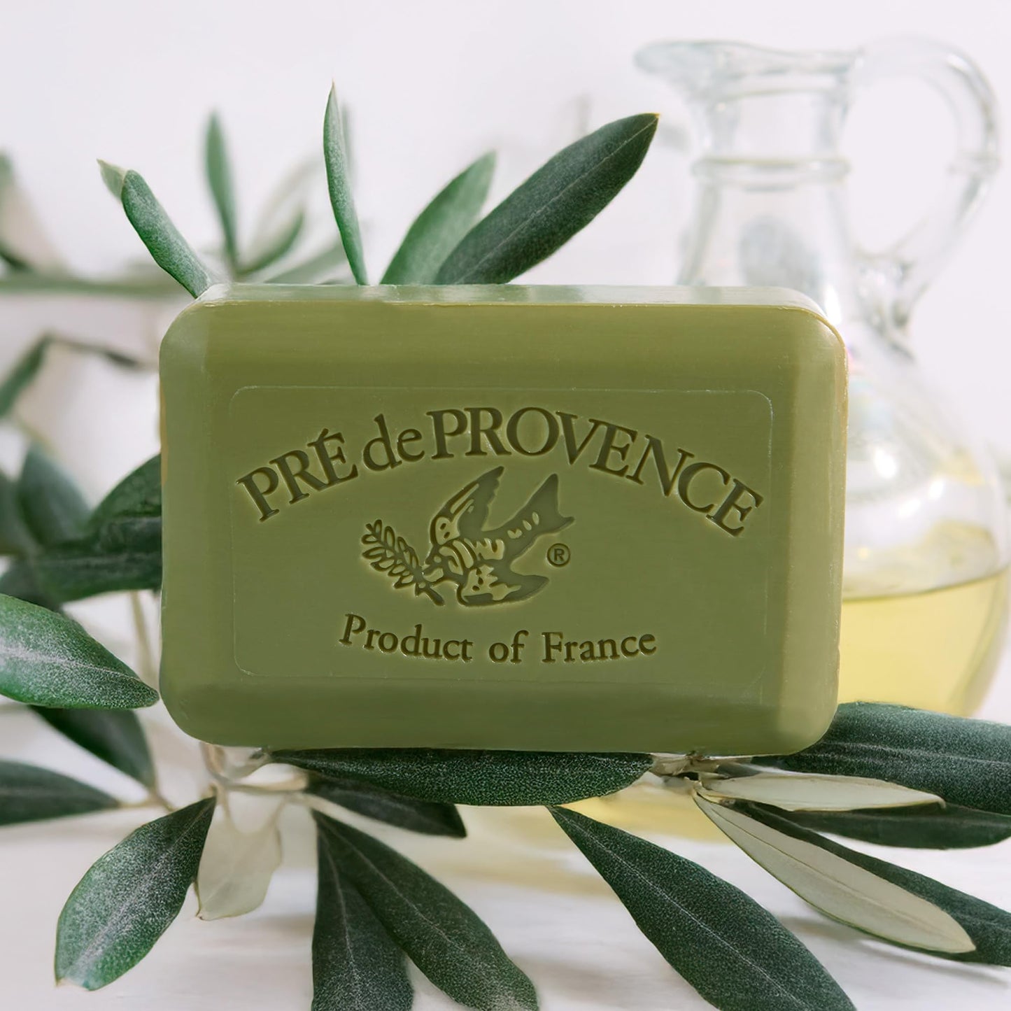 Pre de Provence Artisanal Soap Bar, Enriched with Organic Shea Butter, Natural French Skincare, Quad Milled for Rich Smooth Lather, 8.8 Ounce, Olive