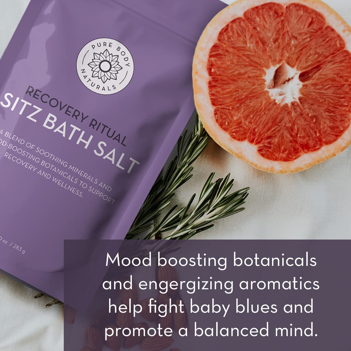 Pure Body Naturals Sitz Bath Salt - Postpartum Care and Hemorrhoid Treatment - Natural Soak for Self Care and Hemmoroid Treatment - Post Partum