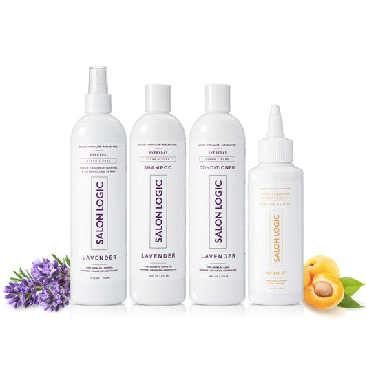 SalonLogic Shampoo, Conditioner, Spray, & Oil Set - Salon Quality, Keratin treatment, Naturally Scented, Hydrating, Moisturizing, Cleansing Treatment