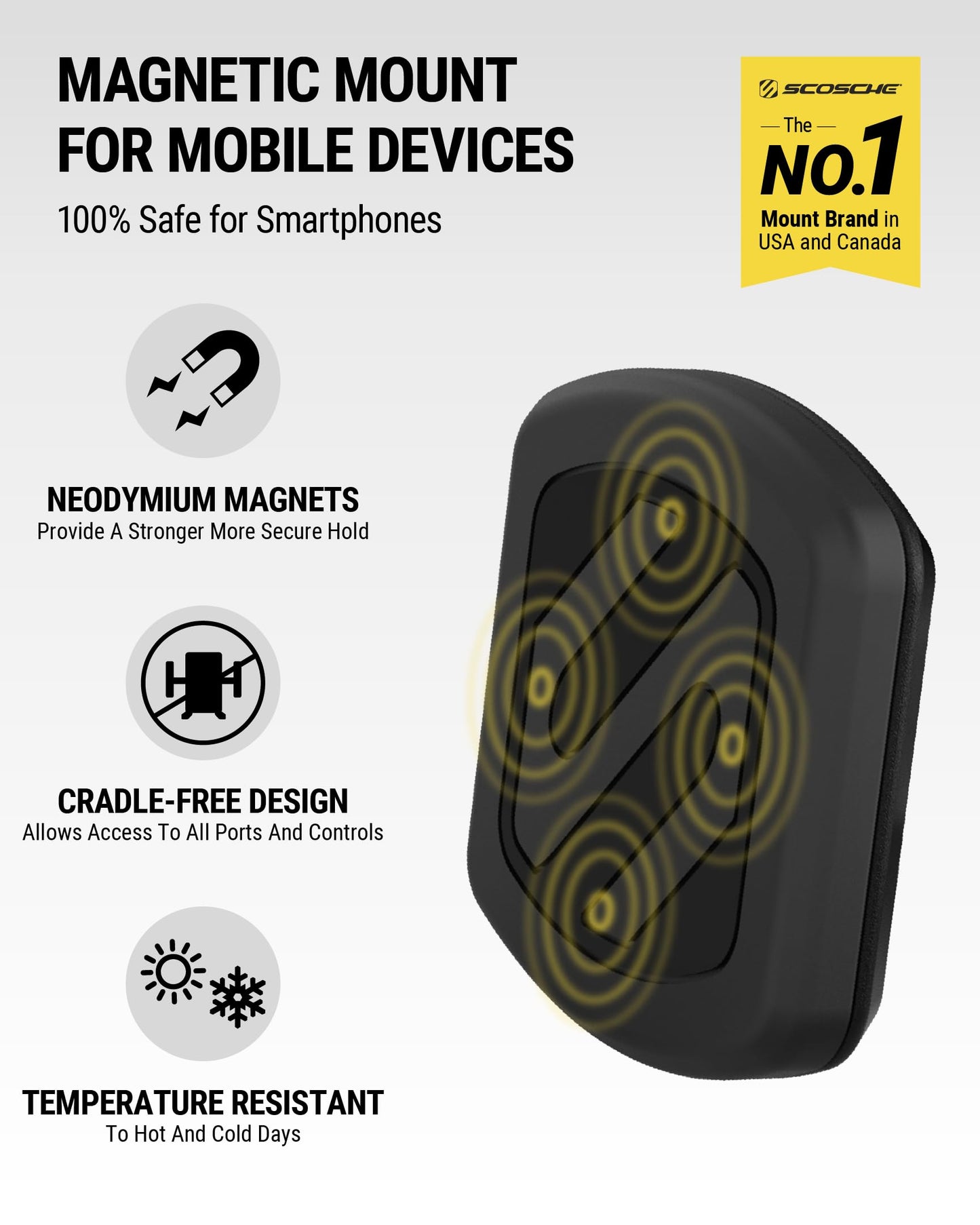 Scosche MAGDMB MagicMount Magnetic Phone Mount for Car, Dashboard Cell Phone Holder with 360° Adjustable Magnet Head, Universal Phone Stand for Car…