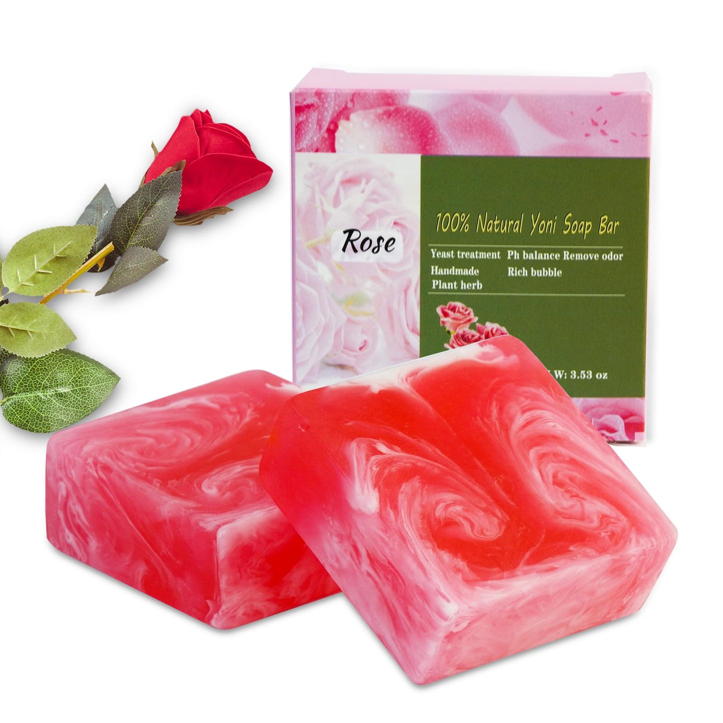 2 PCS Yoni Soap Bars for Women, 100% Handmade Natural PH Balanced & V Cleansing Soap for Women, All Natural Odor Remover with Bubble Foam Net, Yoni