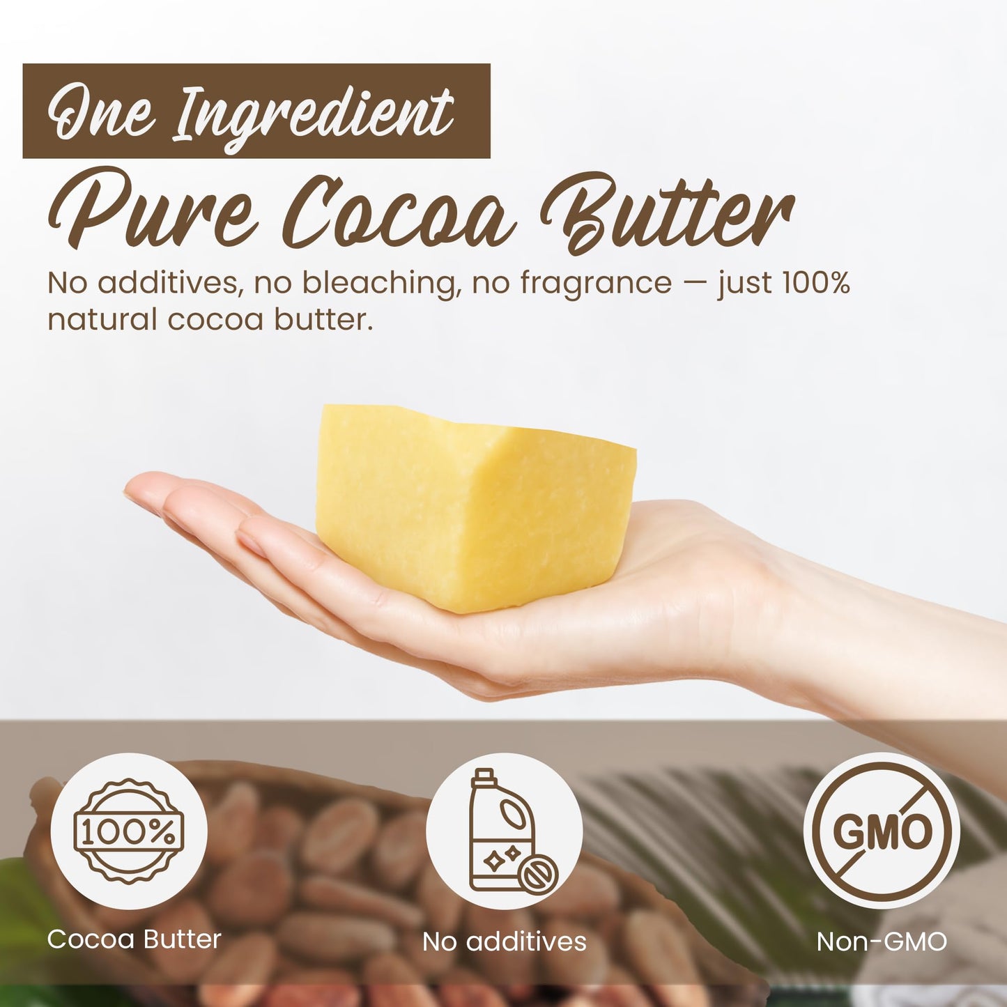 2 Lb Cocoa Butter: Pure, Raw, Unprocessed. Incredible Quality and Scent. Use for Lotion, Cream, Lip Balm, Oil, Stick, or Body Butter. NON-GMO By