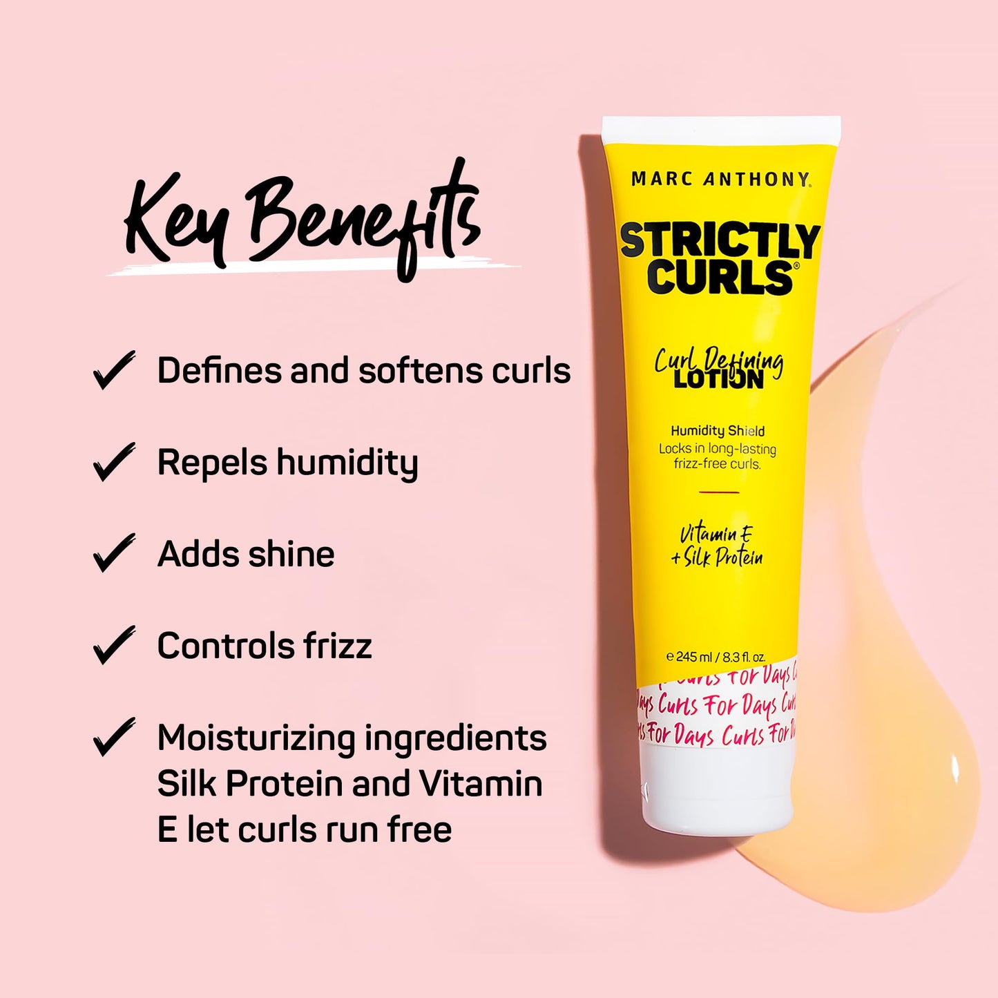 Marc Anthony Curl Defining Lotion, Strictly Curls - 2 Pack - Silk Protein & Vitamin E Hair Gel for Dry Damaged Curly Hair - Sulfate-Free Moisturizing