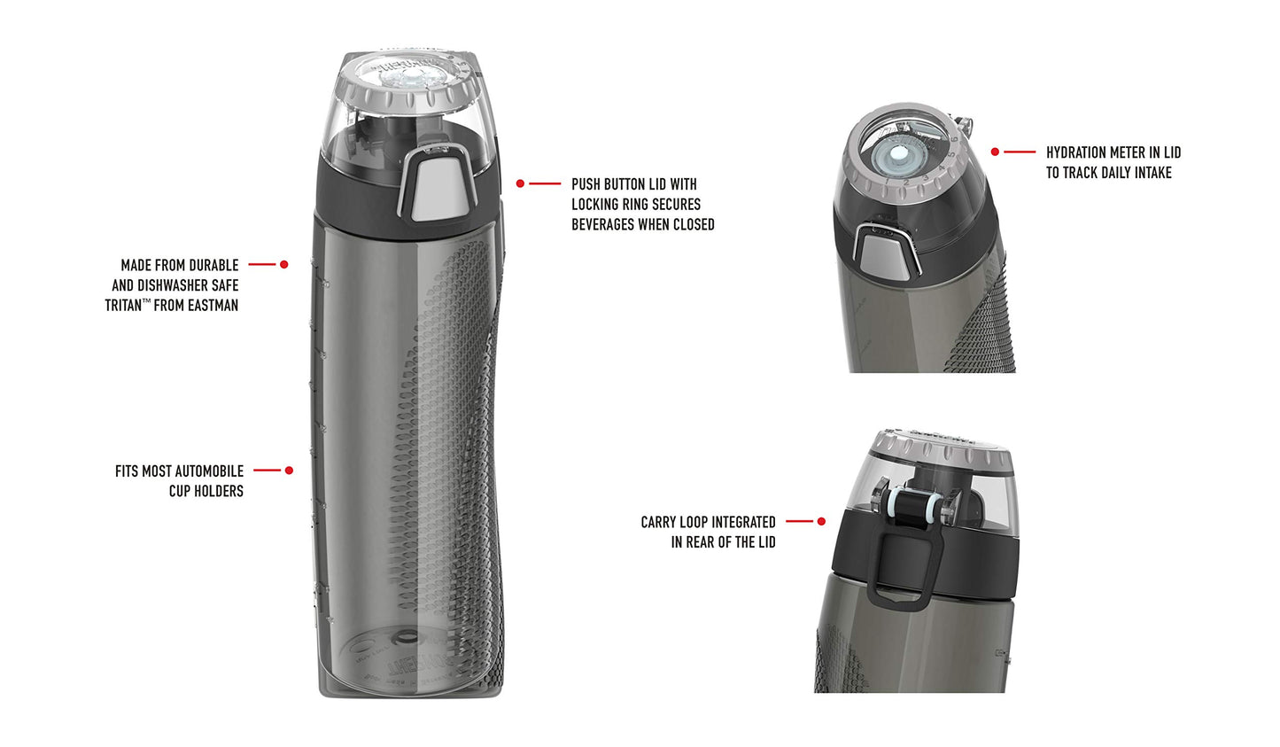 Thermos Intak 24-Ounce Tritan Hydration Bottle with Meter (Teal), One Size,