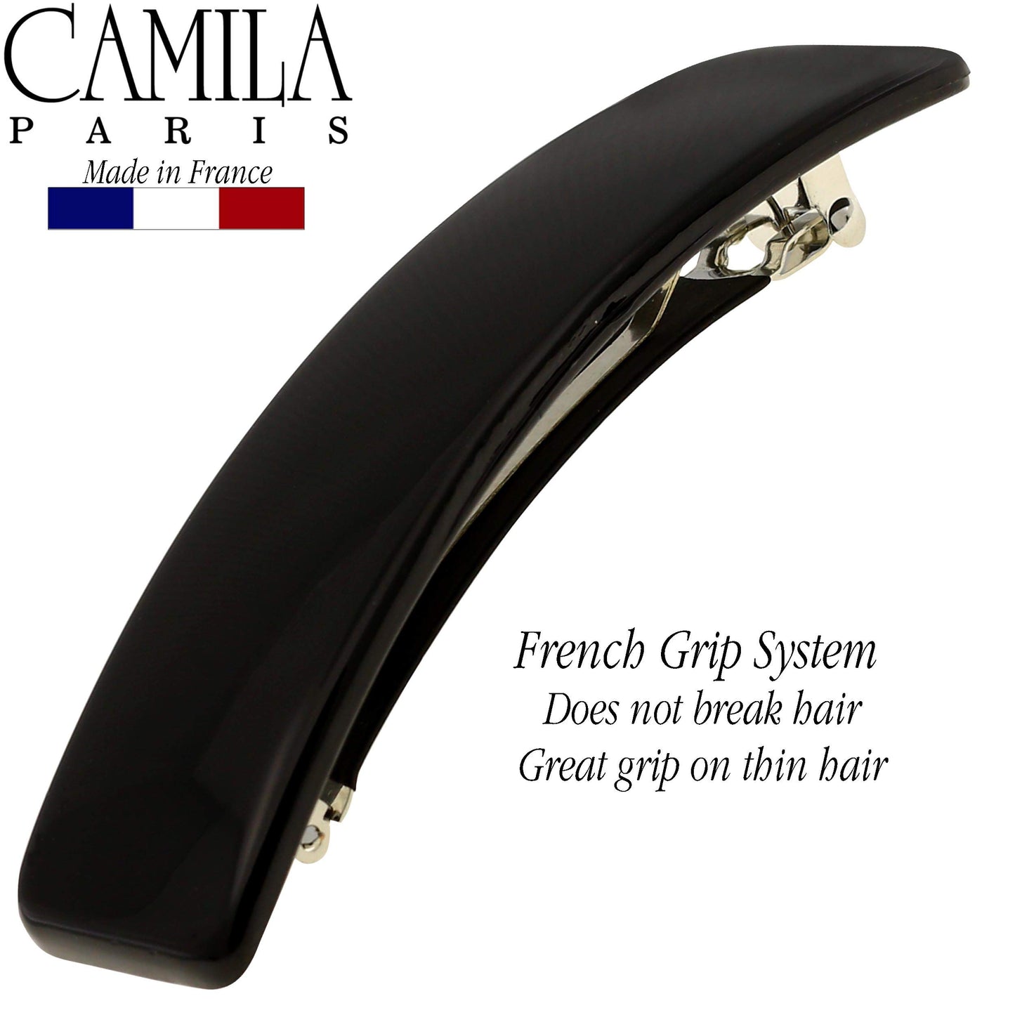 Camila Paris CP1476 French Hair Barrette Clip for Girls, Rubberized Automatic Clasp Strong Hold Grip Hair Clips for Women, No Slip and Durable Styling