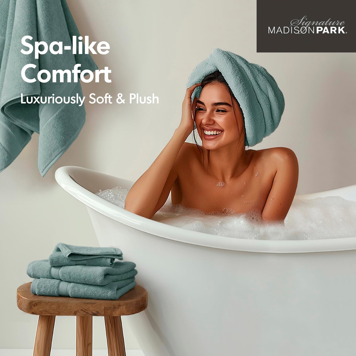 Madison Park 800GSM Bathroom Towel Set of 8 100% Cotton Bath Towel Set for Bathroom Luxurious Highly Absorbent 2 Bath Towels 2 Hand Towels 4…