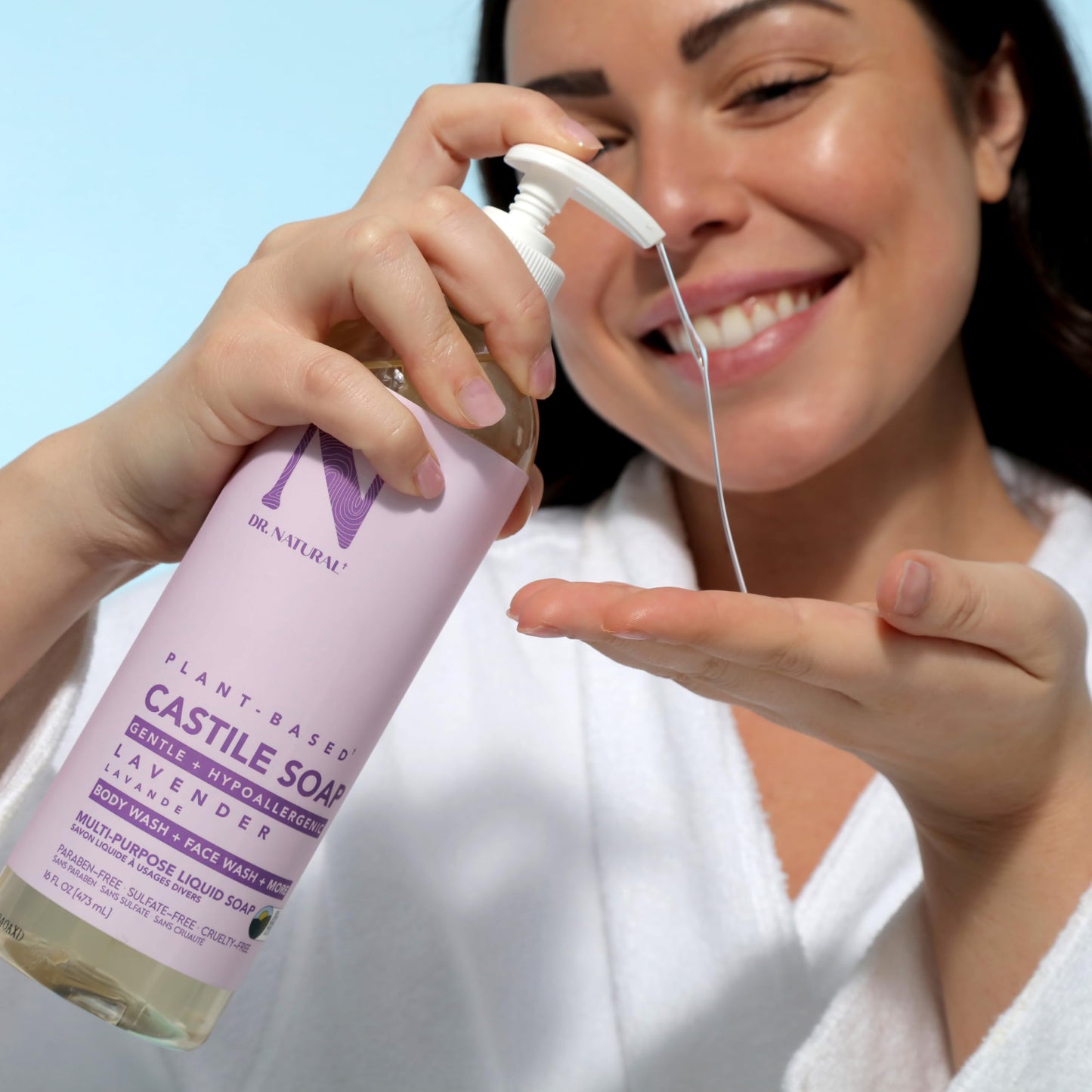 Dr. Natural Castile Liquid Soap - Multi-Use Body Wash, Shampoo and Face Wash - Hydrating Body Soap for Skin, Hair, Pets and Home - Lavender - 16 oz Beauty & Personal Care Dr. Natural