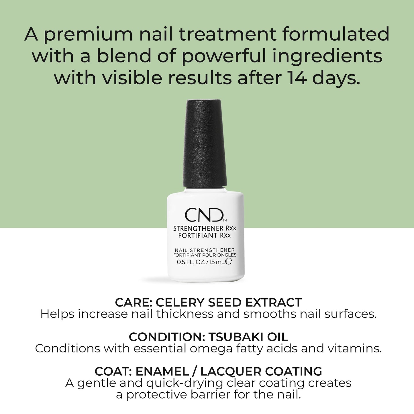 CND™ Strengthener RXx, Nail Strengthener for Tougher, Stronger Nails & Protection for Thin Nails, Stocking Stuffer for Women, 0.5 Fl Oz