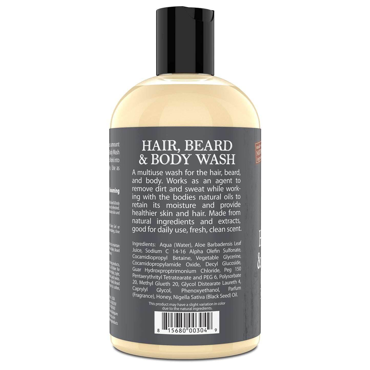 Uncle Jimmy Hair, Beard & Body Men's Wash | Sulfate Free, Paraben Free, with Naturally Derived Clean Ingredients Leaving Skin Soft and Hydrating 12 Fl