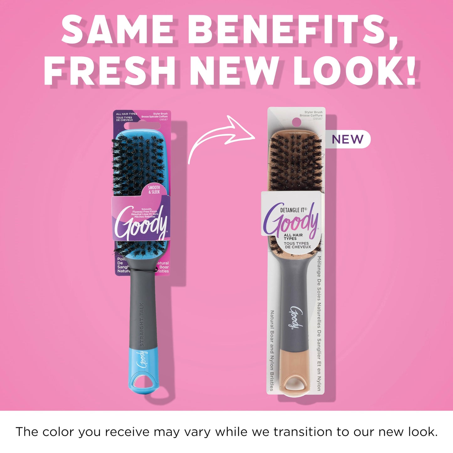 Goody Detangle It Boar Bristle Hair Brush, Use as a Detangling or Styling Brush, Conditions & Boosts Shine, Helps Tackle Knots & Reduce Frizz, For Wet