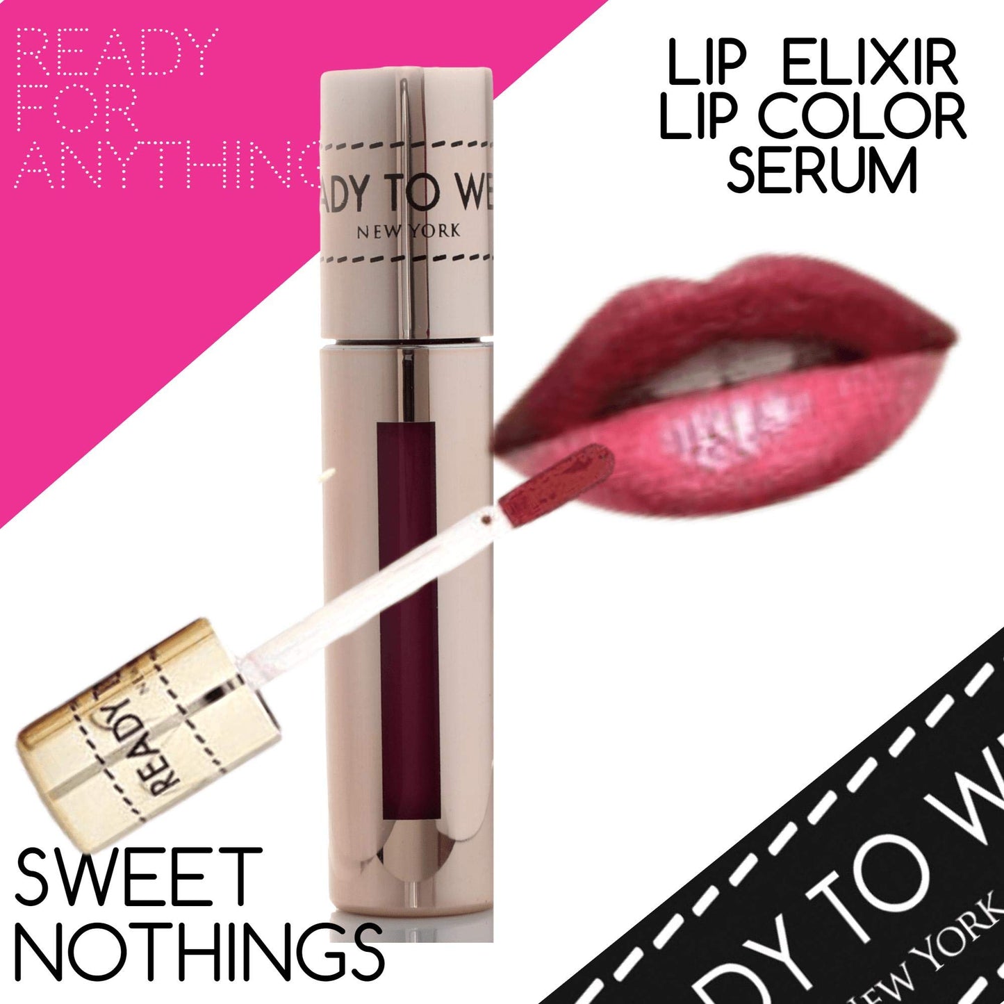 Ready To Wear Long Lasting LIP ELIXIR LIP COLOR SERUM Rich Colors Silky Smooth Creamy Luscious LIP SERUM Makeup Lipstick Compact Made In Italy (SWEET