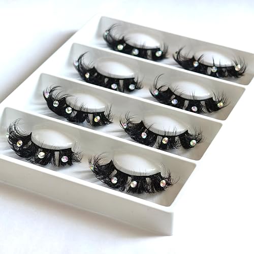Mink Lashes with Glitter Rhinstones for Party Dramatic Diamond Decorative Gem Eyelashes (crystal)